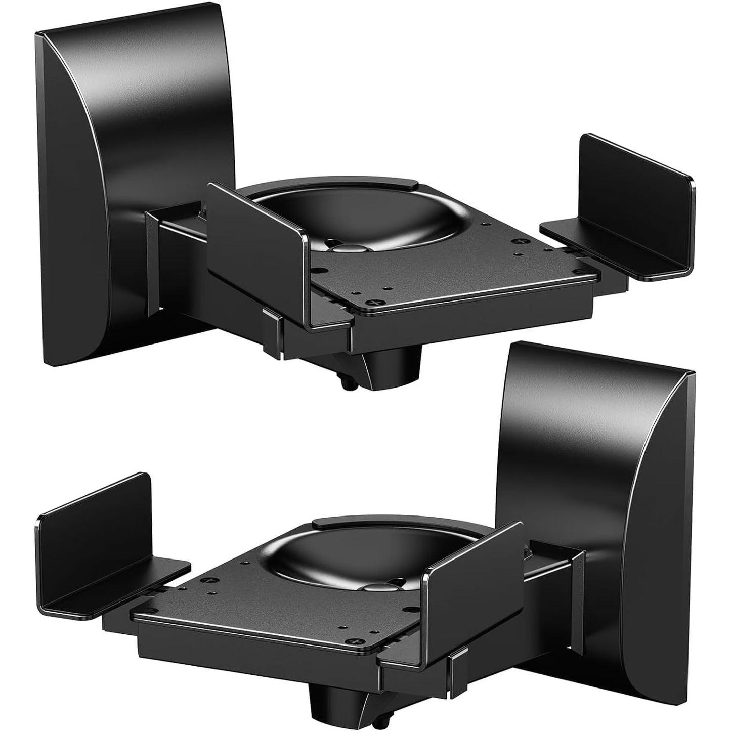 Speaker Wall Mounts, Dual Side Clamping Bookshelf Mounting Bracket, Speaker Mounts for Surround Sound, Universal Bookshelf Speaker Mount for Living Room/Home Theater, Hold up to 55 lbs, 1 Pair, Black