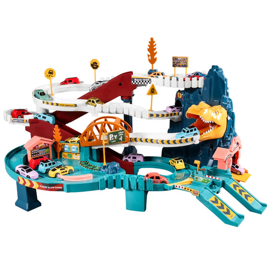 Dinosaur Race Track Educational Dinosaur Climbing Hills Race Track Play Set with 4 Cars for Kids