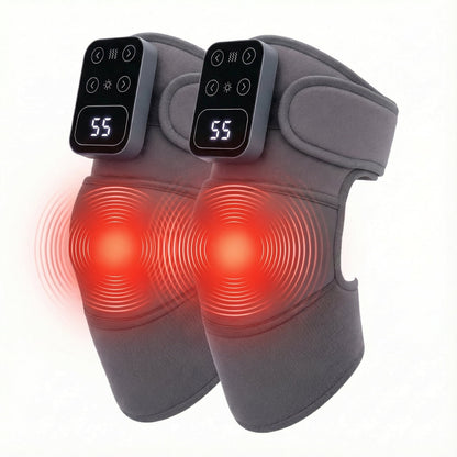 Cordless Heated Knee Massager with Vibration, 5 Heat Levels & 3 Massage Modes, Electric Knee Brace with Massage for Men Women