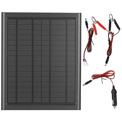 Upgraded 6W Solar Battery Trickle Charger Maintainer, 16V Portable Waterproof Solar Panel Trickle Charging Kit for Car, Automotive, Motorcycle, Boat, Marine, RV, Trailer, Snowmobile, etc