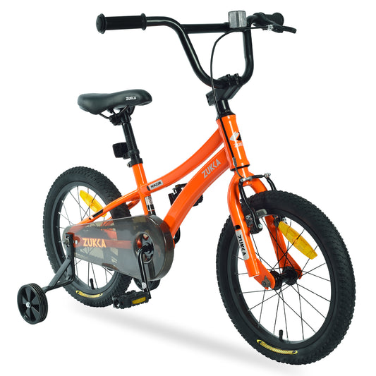 Kids Bike,16 Inch Kids' Bicycle with Training Wheels for Boys Age 4-7 Years,Orange