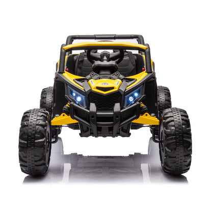 12V Ride On Car with Remote Control for kid, Music Player (USB Port/Volume Knob/Battery Indicator), LED Lights, High-Low Speed Switch - Off-Road for Kids