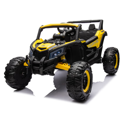 12V Ride On Car with Remote Control for kid, Music Player (USB Port/Volume Knob/Battery Indicator), LED Lights, High-Low Speed Switch - Off-Road for Kids