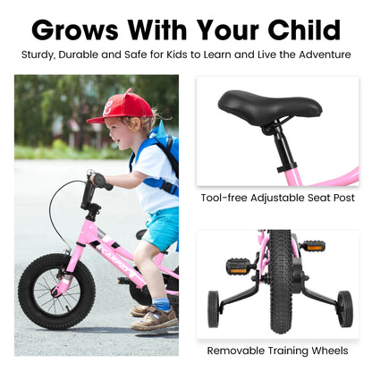A18117 Kids' Bike 18 Inch Wheels, 1-Speed Boys Girls Child Bicycles For6-9Years, With Removable Training Wheels Baby Toys, Front V Brake, Rear Holding Brake