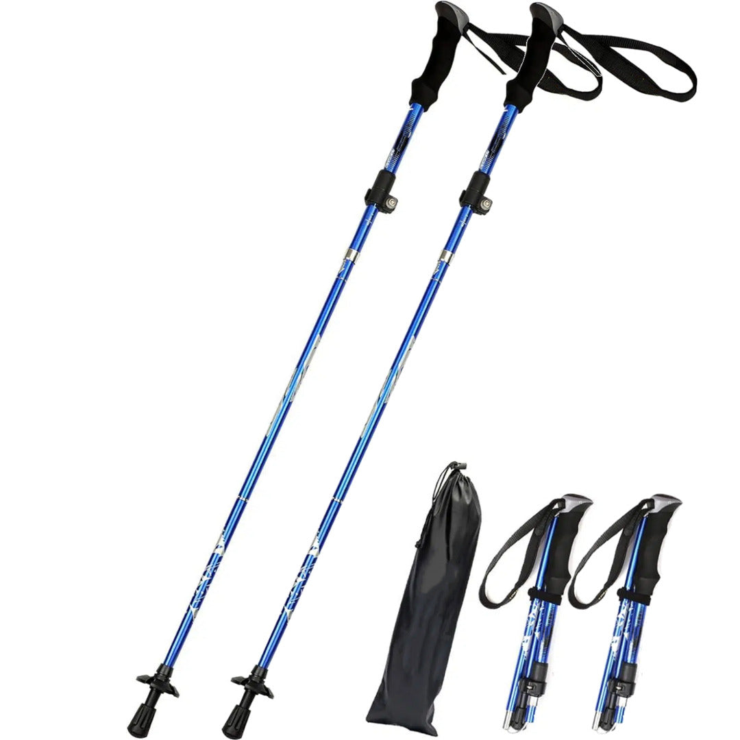 2Pcs Aluminum 5 Sections Collapsible Ultralight Travel Trekking Hiking Pole for Men and Women (Fits 5.7' - 6.5')