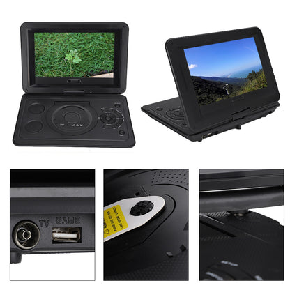 13.9inch Portable DVD Player, 10.1" Swivel Screen, Built-in Rechargeable Battery Car DVD Player for Kids, Support CD/DVD/SD Card/USB/Connect TV, Remote Control, Black