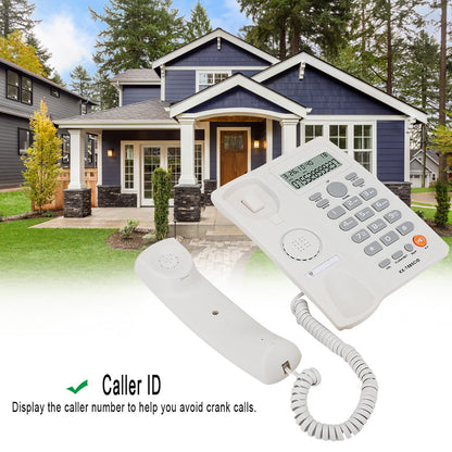 Landline Phones for Home, Dual Interface Wired Telephone with Caller ID with Answering Machines for Office, Front Desk, Hotel, Seniors, Big Button Corded Landline Home Phones (White)