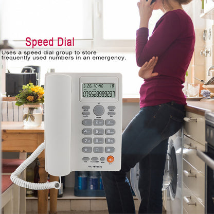 Landline Phones for Home, Dual Interface Wired Telephone with Caller ID with Answering Machines for Office, Front Desk, Hotel, Seniors, Big Button Corded Landline Home Phones (White)