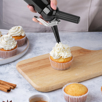 Cream Foam Maker,Cream Dispenser,500mL Black Aluminum Whipped Dessert Cream Butter Dispenser Whipper Foam Maker