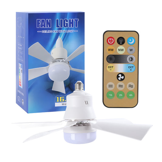 Socket Fan Light with Remote, 16” Screw Ceiling Fans with Lights, E26 Base, Dimmable, Timer, 3 Wind Speed,for Garage Bathroom