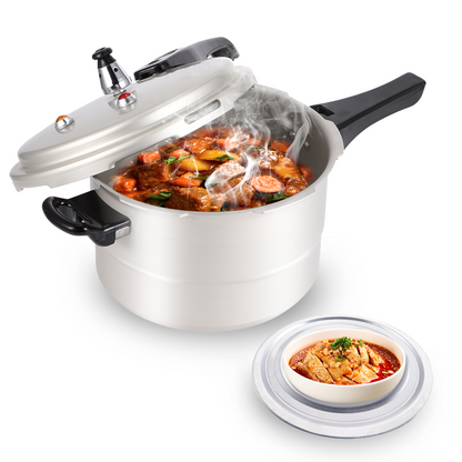 Aluminum Pressure Cooker with Steamed Layer, Fast Cooker Pot, , Explosion Proof for Gas Stove, Silver (9.84 x 9.84 x 7.87 Inches)