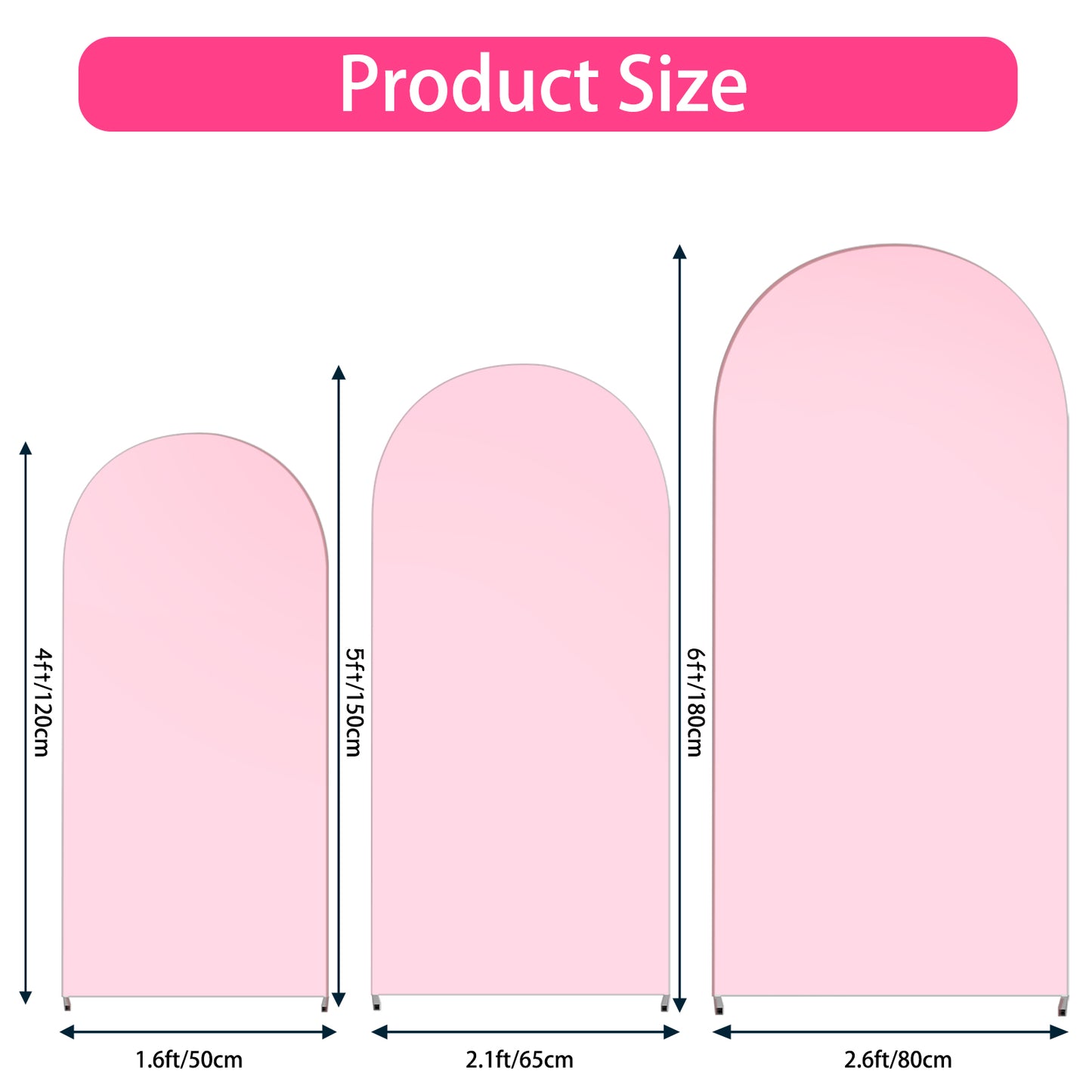 3PCS Wedding Arch Cover Set Spandex Fitted Wedding Arch Stand Covers for U Shaped Round Top Arch Backdrop Stands Cover for Birthday Party Ceremony Banquet Decoration 4ft,5ft,6ft