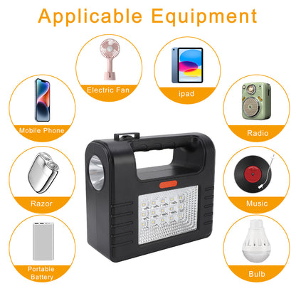 Portable Power Generator Station,12000mah Solar Panel Power Kit Battery Pack Power Station + 3 Bulbs for Outdoor Camping