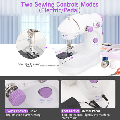 Mini Sewing Machine for Beginners Expansion Board Fast Stitch Suitable for Clothes,Jeans,Cutains,DIY Home Travel