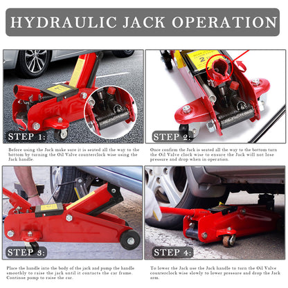 2 Ton Trolley Jack With 2 Ton Jack Stands, Lightweight Portable Car Lift Jack Tool Kit For SUVs Small Vehicles