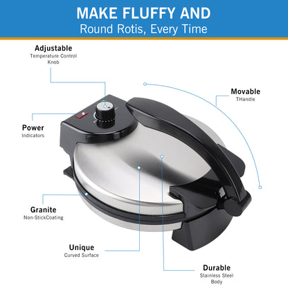 10-Inch Stainless Steel Non-Stick Electric Tortilla Maker