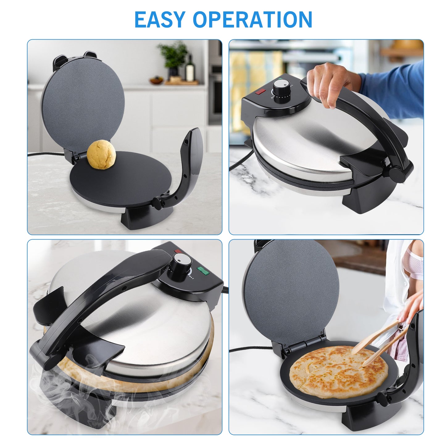 10-Inch Stainless Steel Non-Stick Electric Tortilla Maker