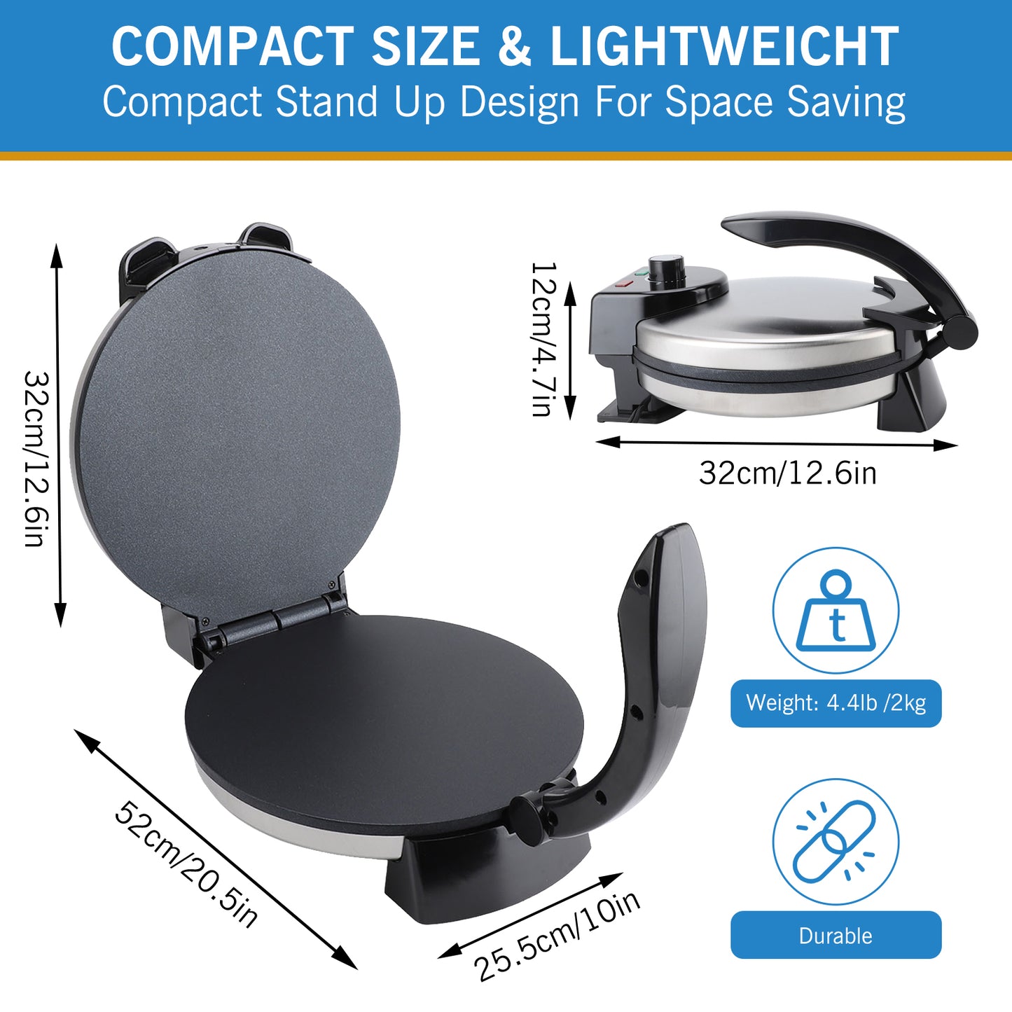 10-Inch Stainless Steel Non-Stick Electric Tortilla Maker