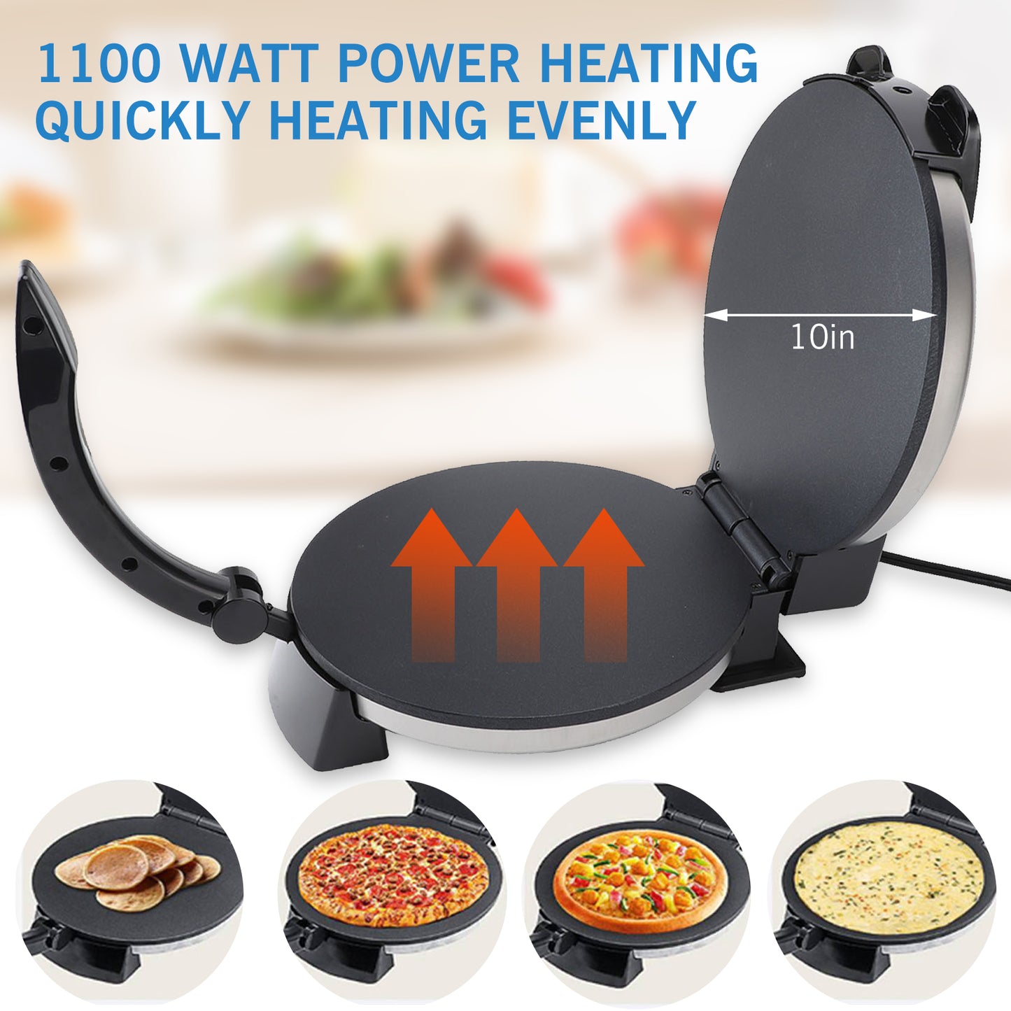 10-Inch Stainless Steel Non-Stick Electric Tortilla Maker