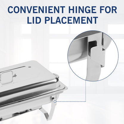 11.6 QT Stainless Steel Rectangular Chafing Dish Buffet 2 Compartment for Parties, Events, Wedding, Camping, Dinner