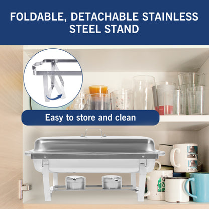 11.6 QT Stainless Steel Rectangular Chafing Dish Buffet 2 Compartment for Parties, Events, Wedding, Camping, Dinner