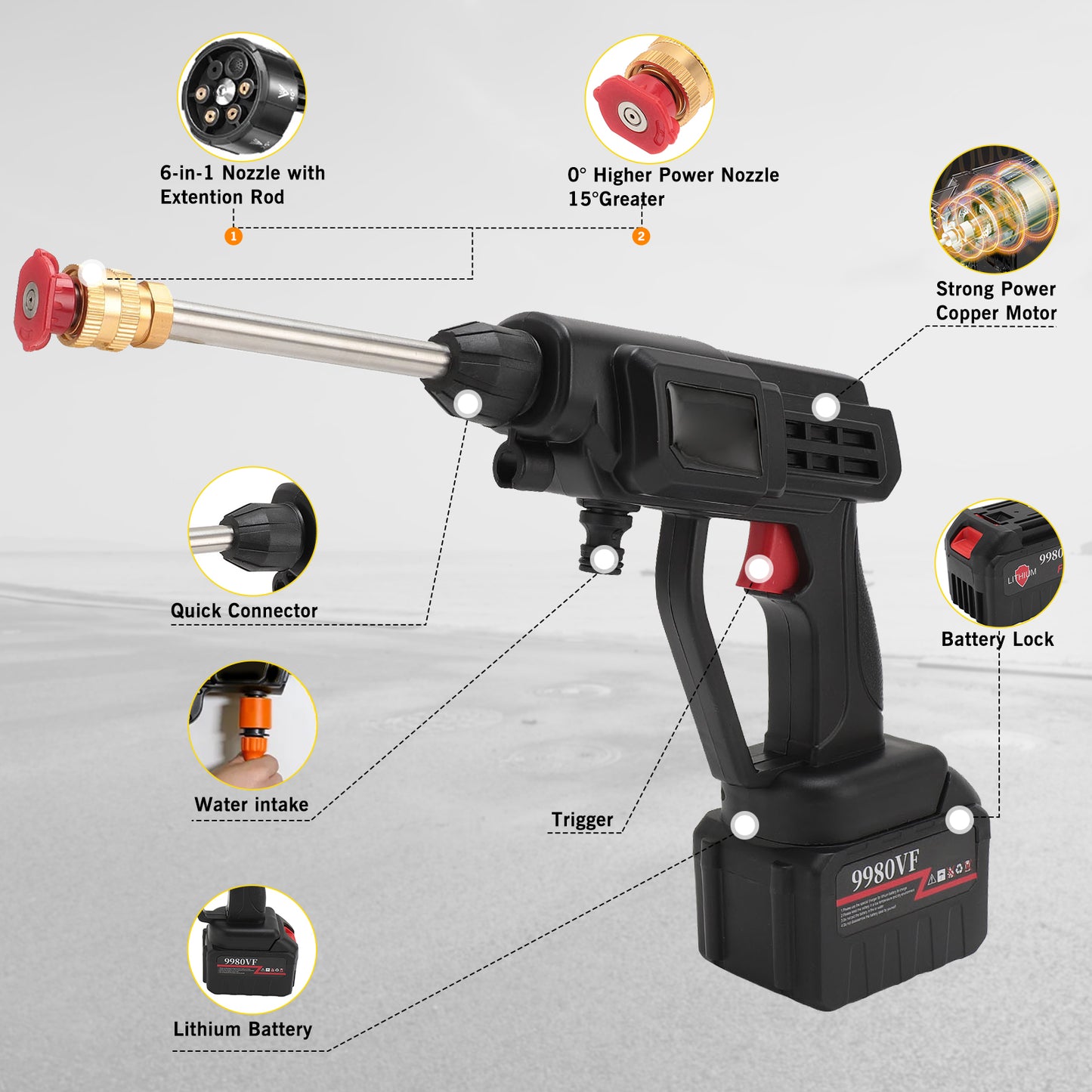 Cordless  High Pressure Washer Rechargeable Portable Cordless High Pressure Water Gun
