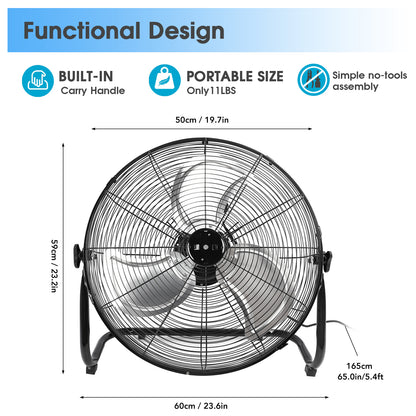 20 Inch Industrial Fan with 4 Speeds 8000CFM Air Circulation Heavy Duty Drum Fan For Warehouse, Workshop, Factory
