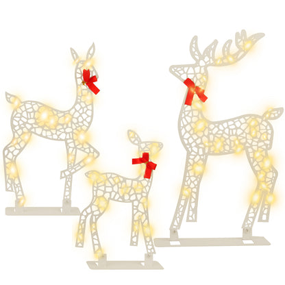 3-Piece Lighted Christmas Deer Set Outdoor Yard Decoration with 360 LED Lights