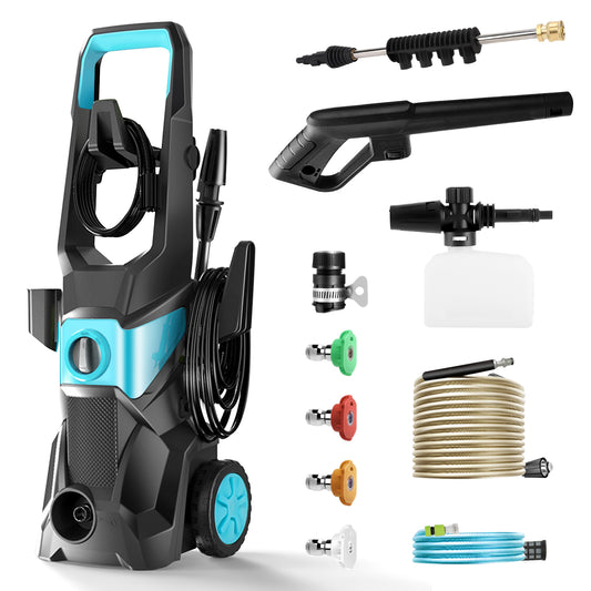 Electric Pressure Washer, 4000PSI Max 2.4 GPM Power Washer with 32 ft Hose, 4 Quick Connect Nozzles, Foam Cannon, Suitable for Clean Cars, Patios, Driveways, Fences, Pool