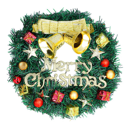 Bowknot Christmas Wreath PVC Decorated Christmas Wreaths For Front Door, 12" Christmas Party Decor, With Bowknot, Bells, Pine Cones, Stars Gifts