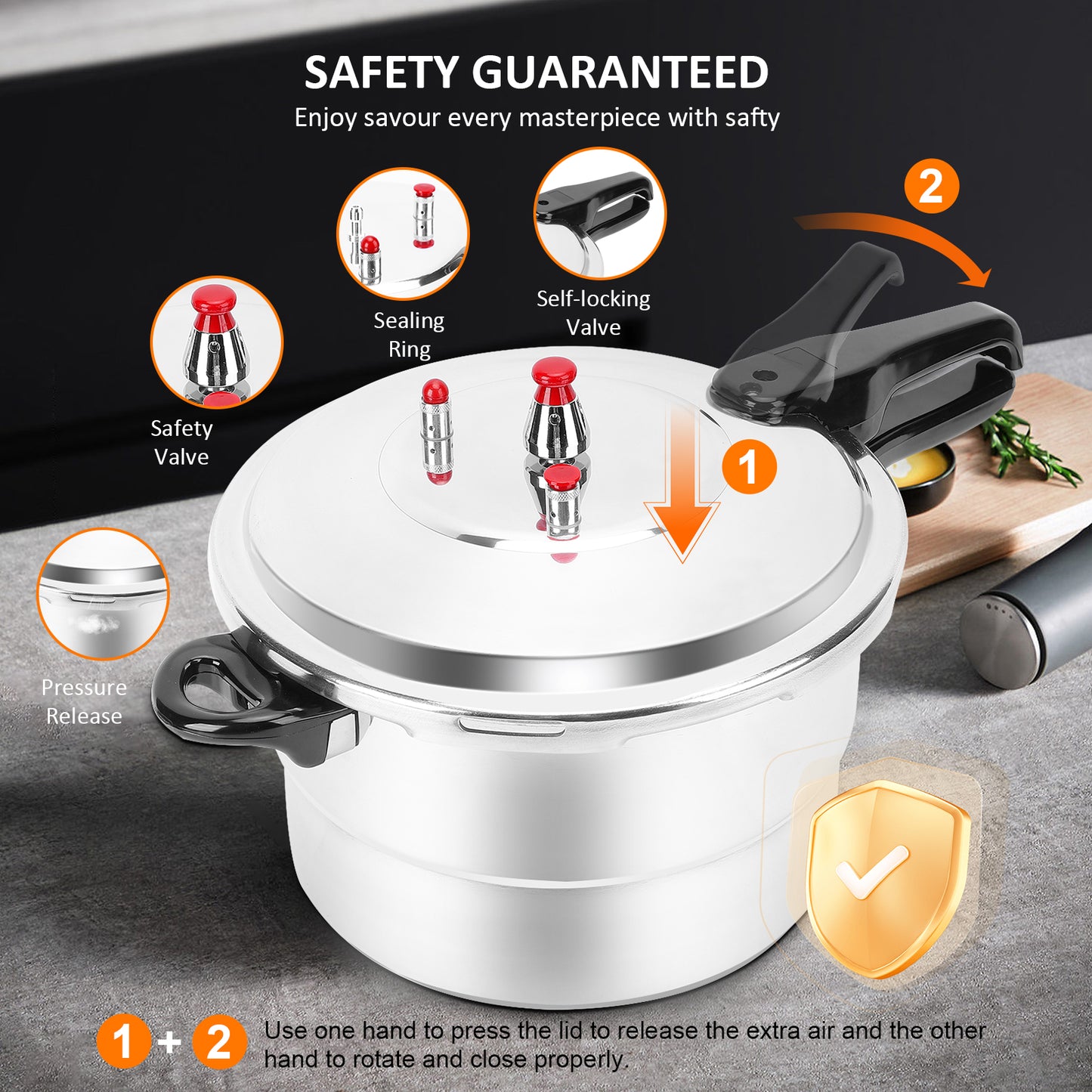 9.5 Quart Pressure Cooker Aluminum Alloy High Explosion Proof High Temp Resisting For Gas Stove Induction Cooker