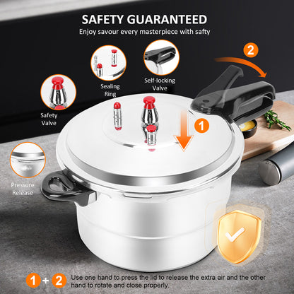 9.5 Quart Pressure Cooker Aluminum Alloy High Explosion Proof High Temp Resisting For Gas Stove Induction Cooker