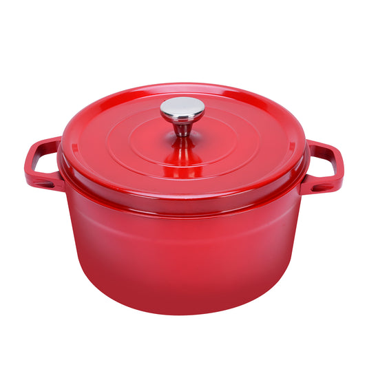 5.5 QT Enameled Cast Iron Dutch Oven Pot with Lid, Dual Handles, Non-Stick Coating for Bread Baking & Cooking, Red