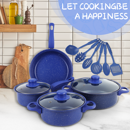 13 Piece Cookware Set, Kitchen Nonstick Pots And Pans Set With Glass Lid For Cooking