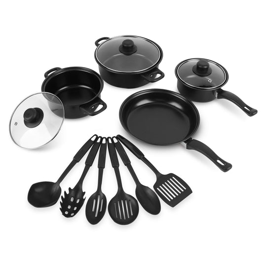 13 Piece Cookware Set, Kitchen Nonstick Pots And Pans Set With Glass Lid For Cooking, Induction & Dishwasher