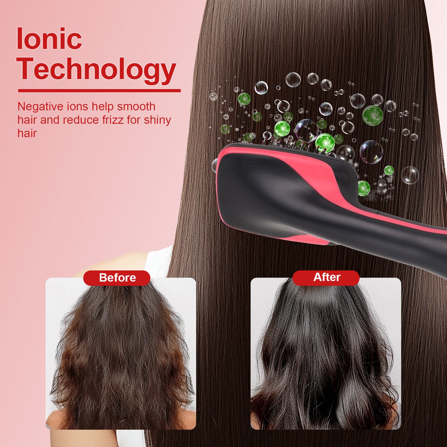 2 In 1 Multifunctional Anion Hair Dryer Brush Comb Styler Hairdressing Tool, Hair Blow Dryer, Paddle Brush
