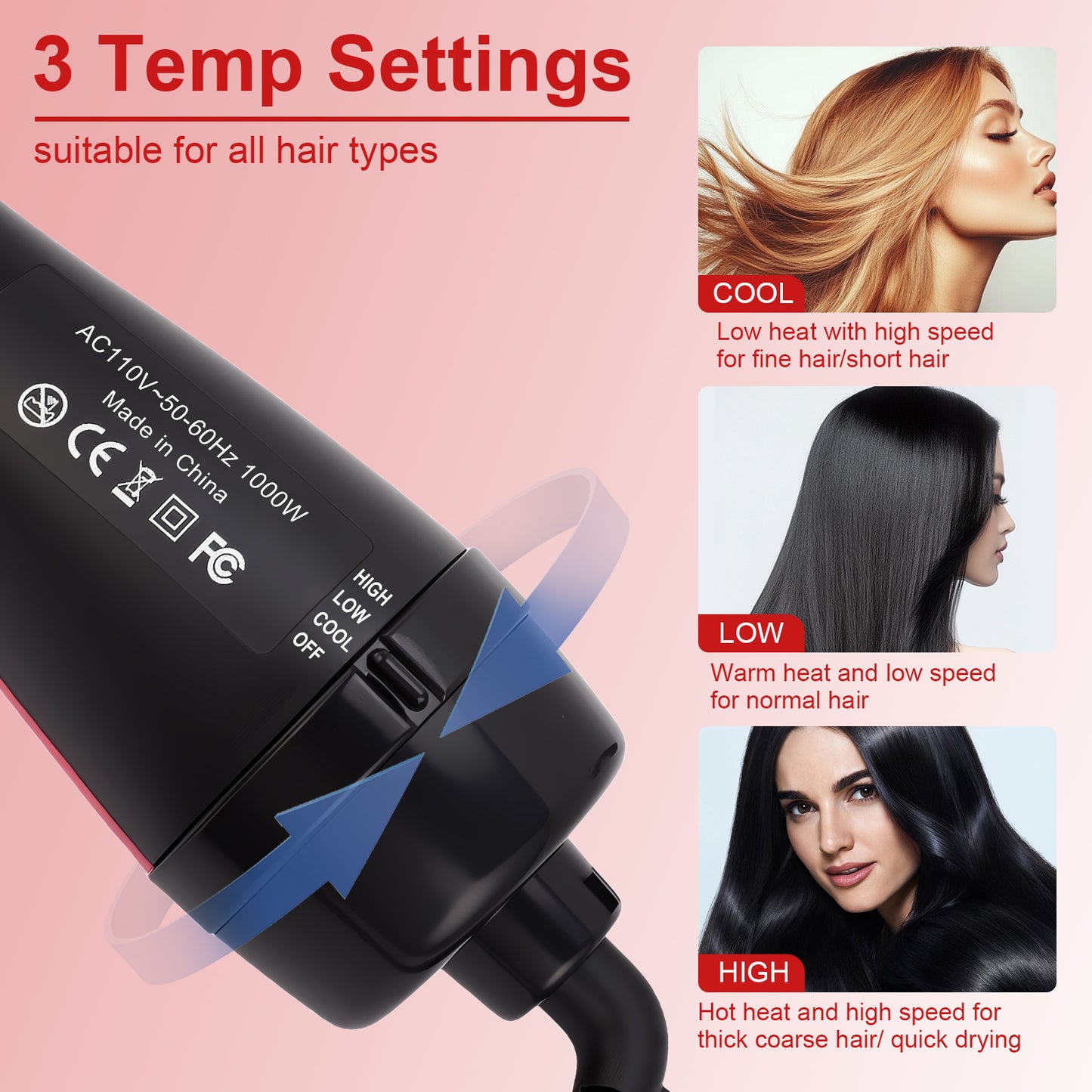 2 In 1 Multifunctional Anion Hair Dryer Brush Comb Styler Hairdressing Tool, Hair Blow Dryer, Paddle Brush
