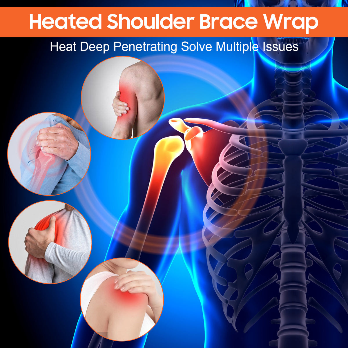 Portable Shoulder Heating Massager Pad, Electric Vibration Shoulder Wrap Vibration Shoulder Brace for Men Women Rotator Cuff Support