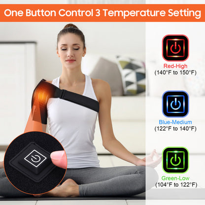 Portable Shoulder Heating Massager Pad, Electric Vibration Shoulder Wrap Vibration Shoulder Brace for Men Women Rotator Cuff Support