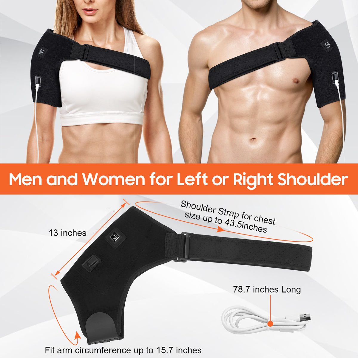 Portable Shoulder Heating Massager Pad, Electric Vibration Shoulder Wrap Vibration Shoulder Brace for Men Women Rotator Cuff Support