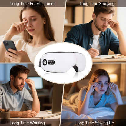 Eye Massager with Heat, Compression & Vibration for Eye Strain Relief, Bluetooth Music, Sleep Aid, Gifts for Women Men
