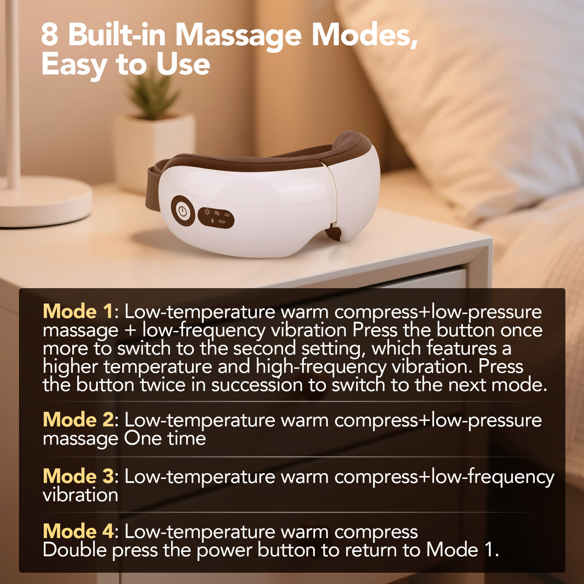 Eye Massager with Heat, Compression & Vibration for Eye Strain Relief, Bluetooth Music, Sleep Aid, Gifts for Women Men