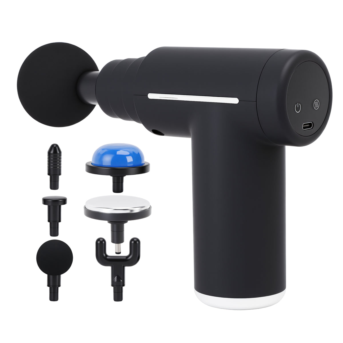 Massage Gun with Heat and Cool, Neck and Back Percussion Massage Deep Tissue Massager with 6 Heads, Soreness Relief for Adults, Athletes