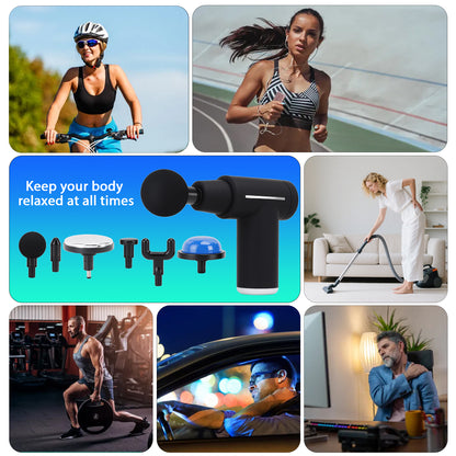 Massage Gun with Heat and Cool, Neck and Back Percussion Massage Deep Tissue Massager with 6 Heads, Soreness Relief for Adults, Athletes