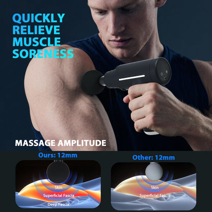 Massage Gun with Heat and Cool, Neck and Back Percussion Massage Deep Tissue Massager with 6 Heads, Soreness Relief for Adults, Athletes
