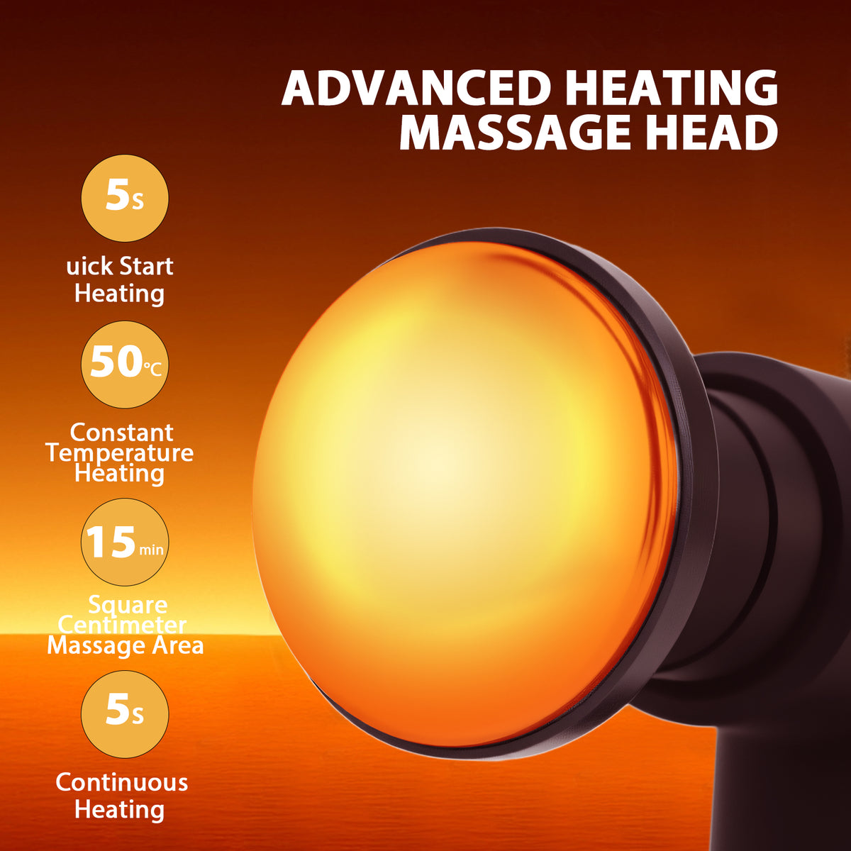 Massage Gun with Heat and Cool, Neck and Back Percussion Massage Deep Tissue Massager with 6 Heads, Soreness Relief for Adults, Athletes