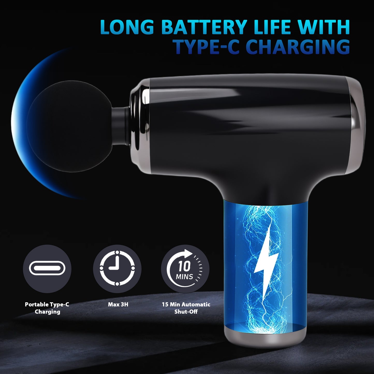Mini Massage Gun 3200 Rpm 6 Modes Deep Tissue Percussion Fascia Massager Gun Low Noise for Gym Post Workout Black
