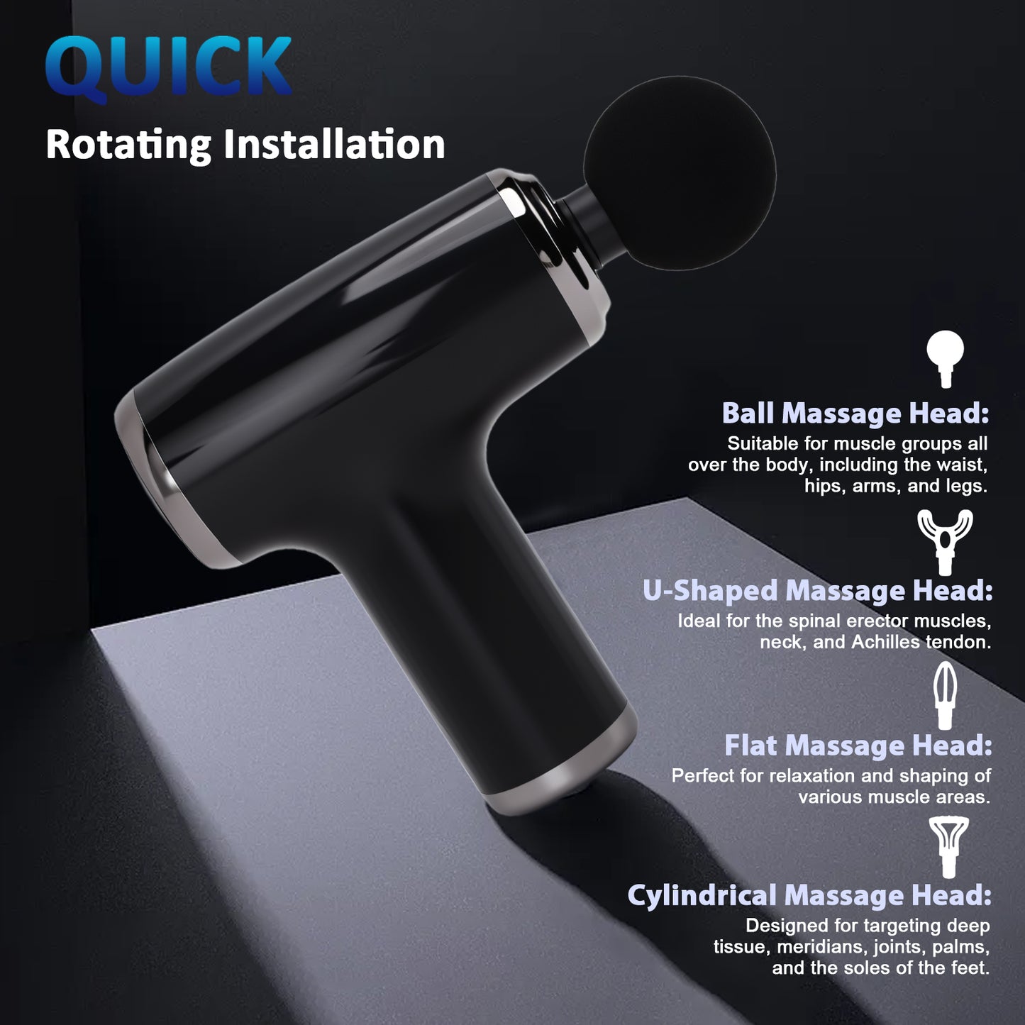 Mini Massage Gun 3200 Rpm 6 Modes Deep Tissue Percussion Fascia Massager Gun Low Noise for Gym Post Workout Black