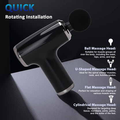 Mini Massage Gun 3200 Rpm 6 Modes Deep Tissue Percussion Fascia Massager Gun Low Noise for Gym Post Workout Black