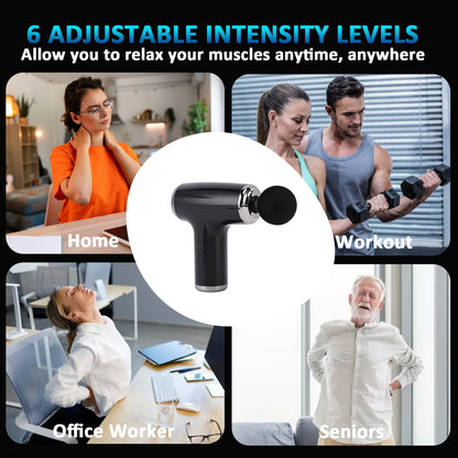 Mini Massage Gun 3200 Rpm 6 Modes Deep Tissue Percussion Fascia Massager Gun Low Noise for Gym Post Workout Black